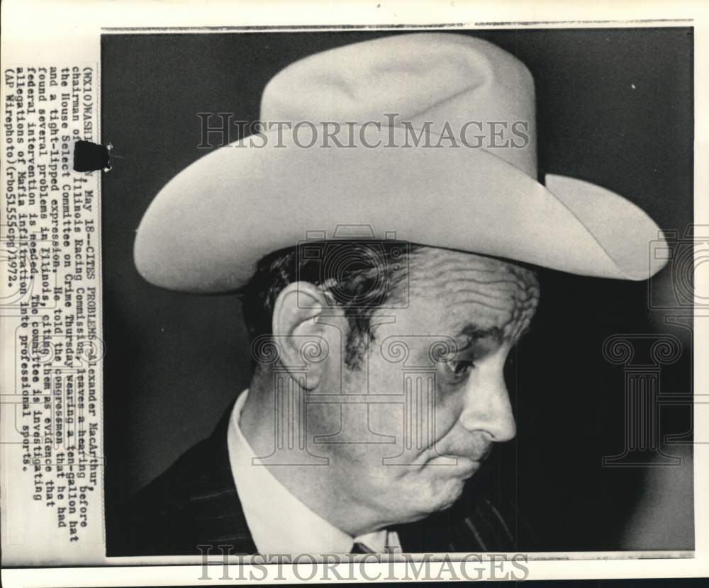 1972 Press Photo Illinois Racing Commission chairman Alexander MacArthur, WA- Historic Images