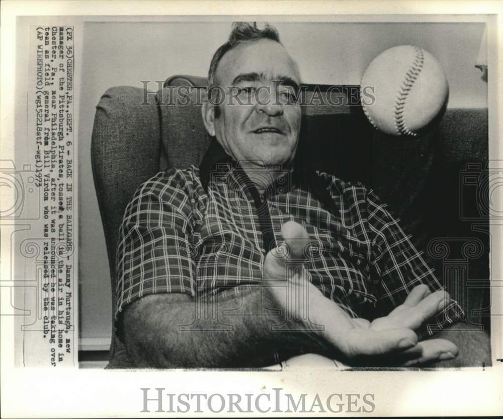 1973 Press Photo Pittsburgh Pirates baseball manager Danny Murtaugh, Chester, PA- Historic Images