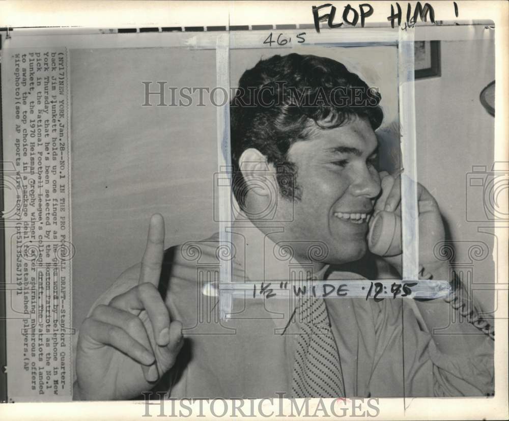 1971 Press Photo Stanford Quarterback Jim Plunkett, football college draft, NY- Historic Images