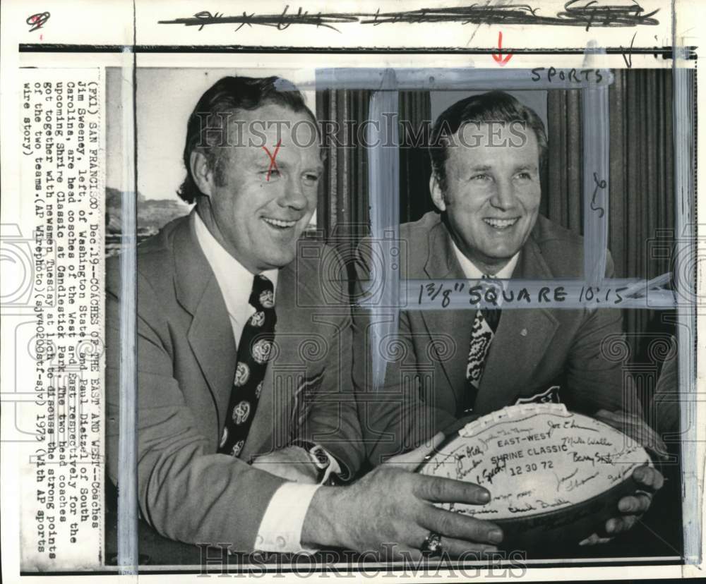 1973 Press Photo Football head coaches Jim Sweeney &amp; Paul Dietzel, San Francisco- Historic Images