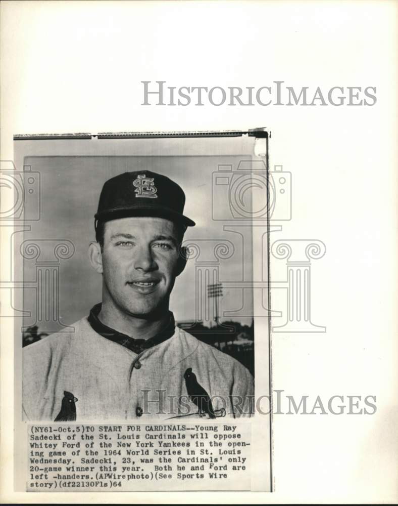 1964 Press Photo St. Louis Cardinals&#39; baseball player Ray Sadecki - pis02721- Historic Images