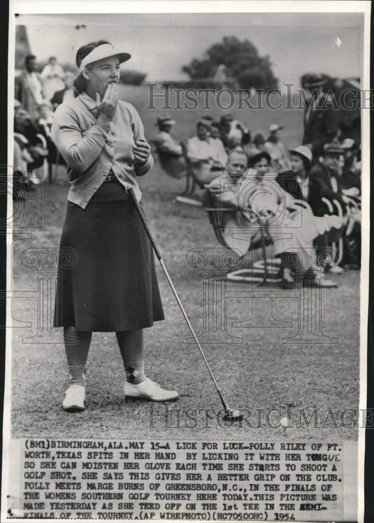 1954 Press Photo Polly Riley in Women's Southern Golf Tourney, Birmingham, AL- Historic Images