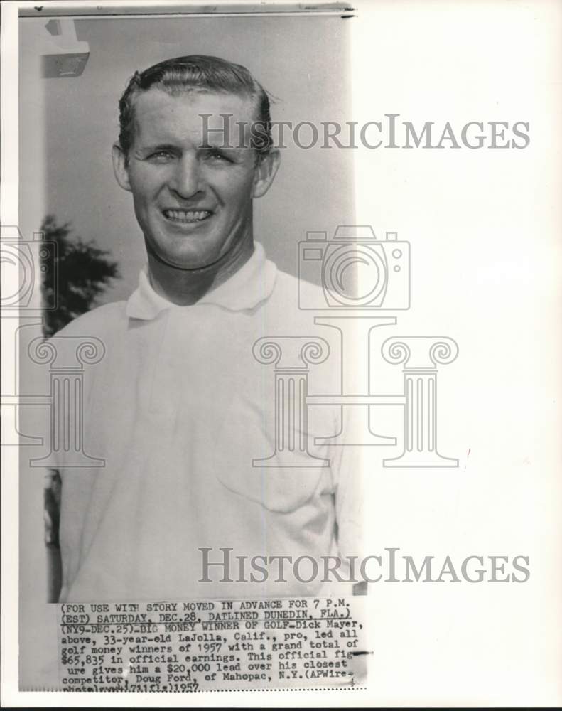 1957 Press Photo Highest earning professional golfer Dick Mayer - pis02785- Historic Images