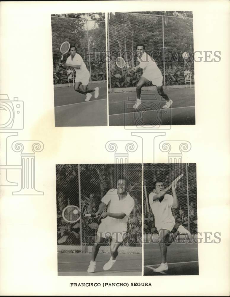 1960 Press Photo Tennis player Francisco "Pancho" Segura during match- Historic Images