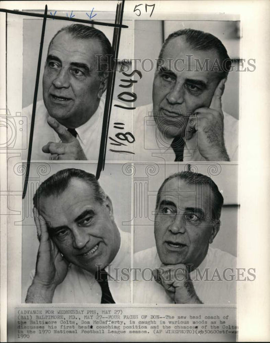 1970 Press Photo Head Coach Don McCafferty Baltimore Colts, Baltimore, Maryland- Historic Images