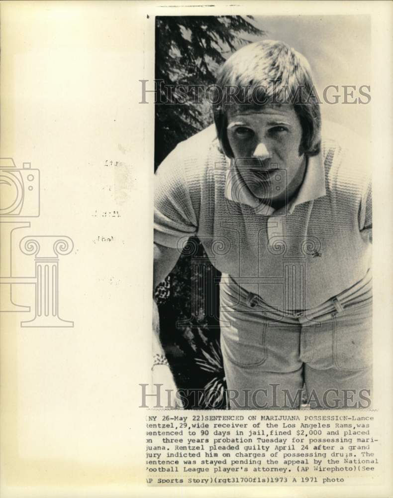 1971 Press Photo National Football League player Lance Rentzel, Los Angels Rams- Historic Images