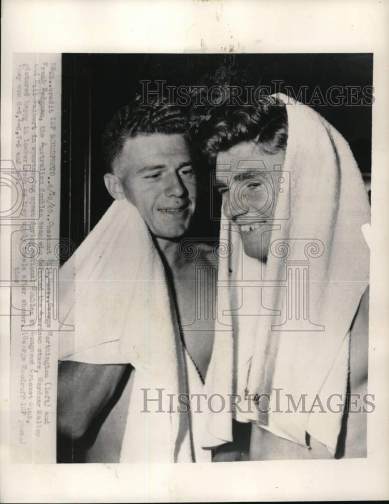 1949 Press Photo Tennis players George Worthington &amp; Frank Sedgman, MA- Historic Images