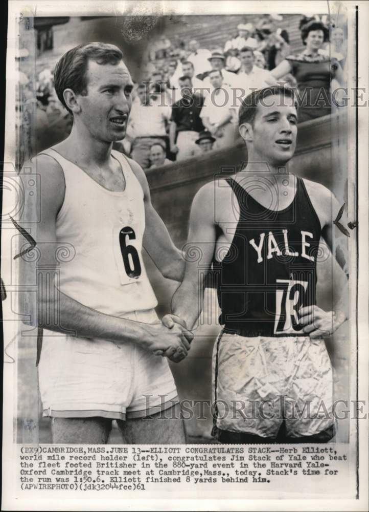 1961 Press Photo Runners Herb Elliott & Jim Stacks, Cambridge, Massachusetts- Historic Images