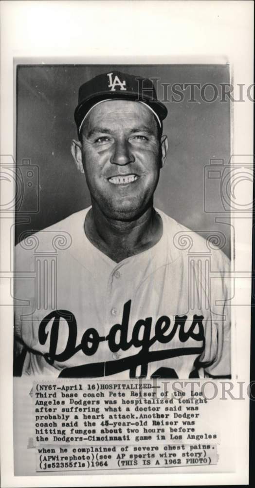 1964 Press Photo Baseball coach Pete Reiser, Los Angeles Dodgers - pis03070- Historic Images