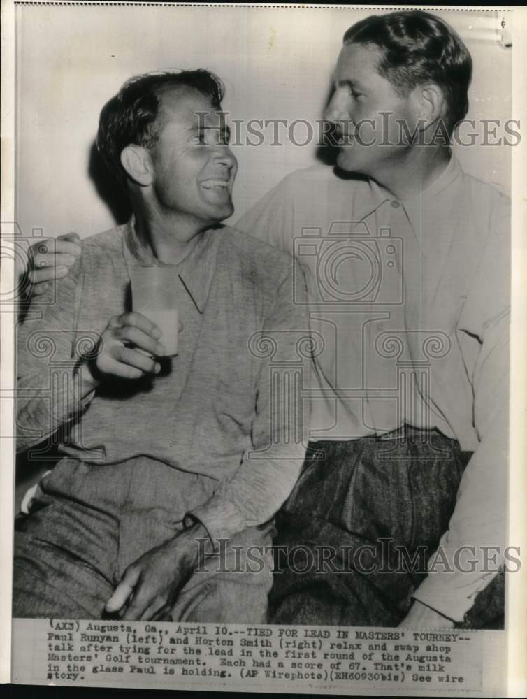 1942 Press Photo Golfers Paul Runyan & Horton Smith, Augusta, Georgia- Historic Images