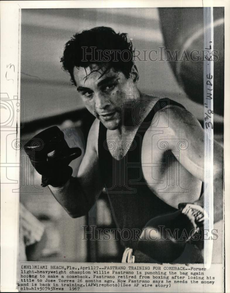1967 Press Photo Boxer Willie Pastrano in training, Miami Beach, Florida- Historic Images