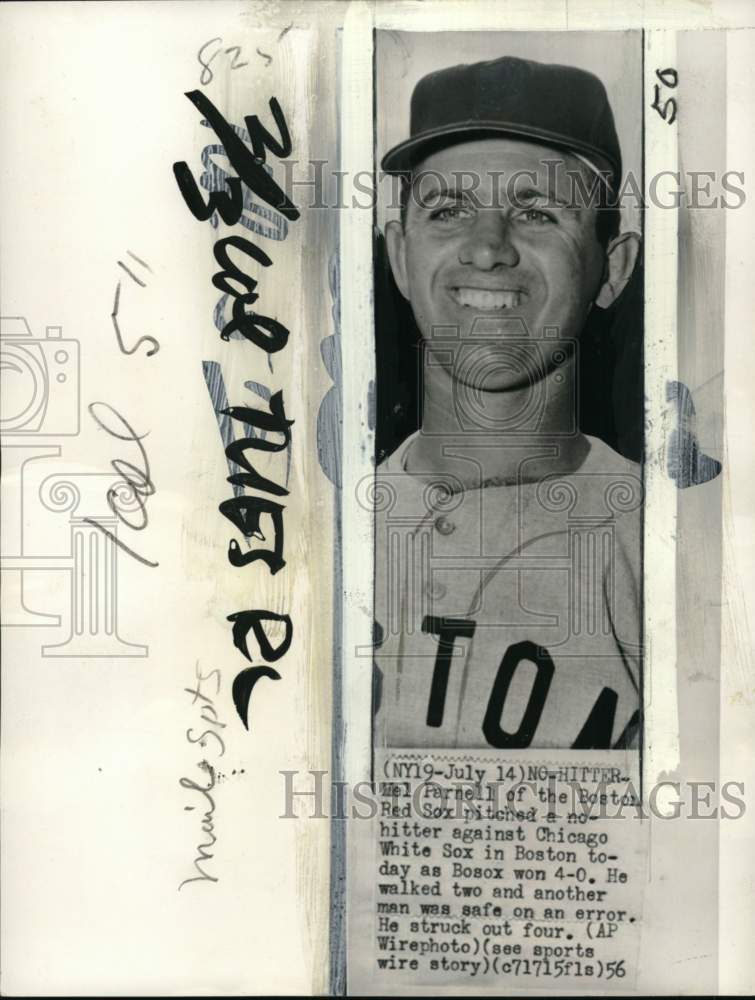 1956 Press Photo Baseball player Mel Parnell, Boston Red Sox pitcher - pis03124- Historic Images