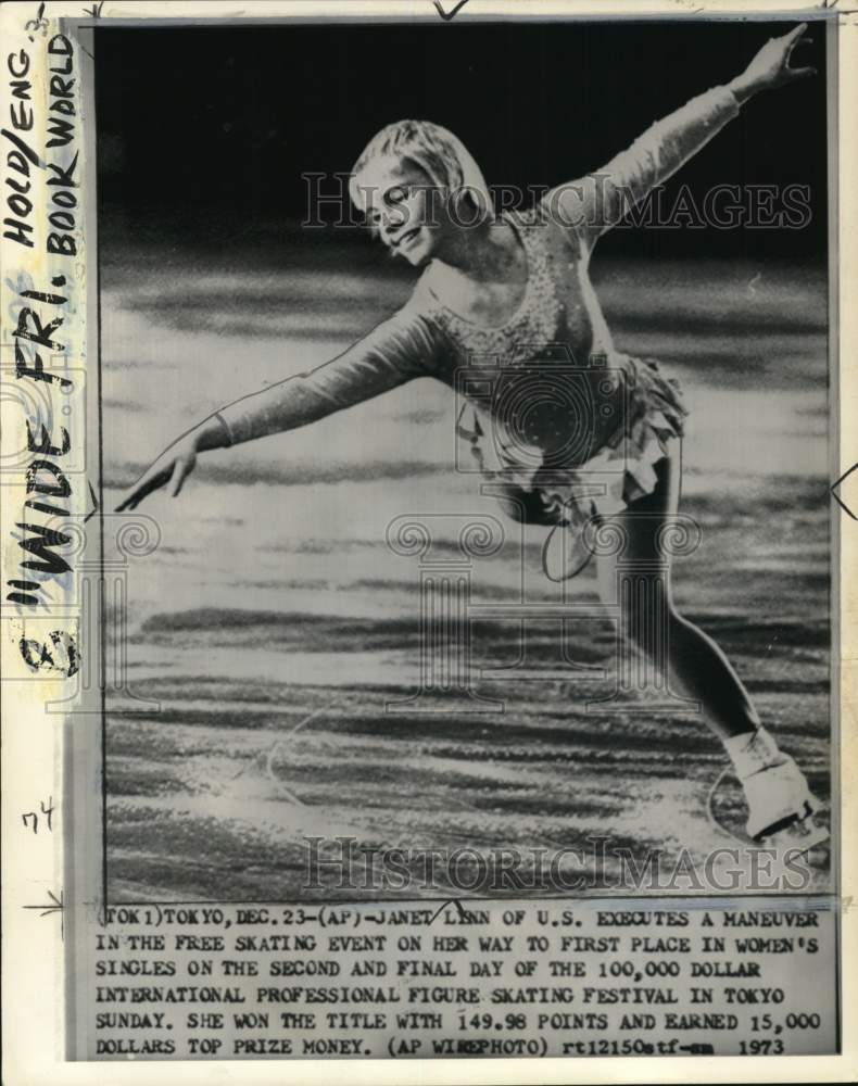 1973 Press Photo U.S. Skater Janet Lynn wins figure skating festival, Tokyo- Historic Images