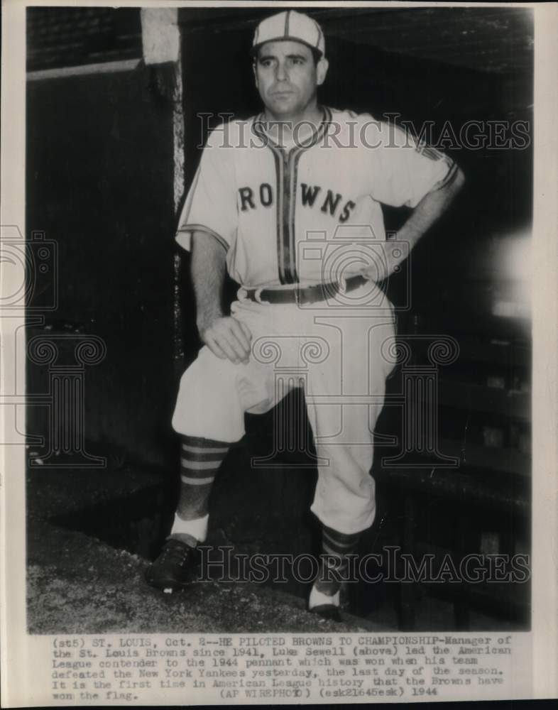 1944 Press Photo Browns&#39; baseball manager Luke Sewell, St. Louis - pis03195- Historic Images