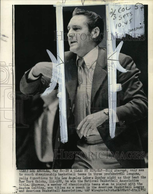 1972 Press Photo Los Angeles Lakers' basketball Bill Sharman, California- Historic Images
