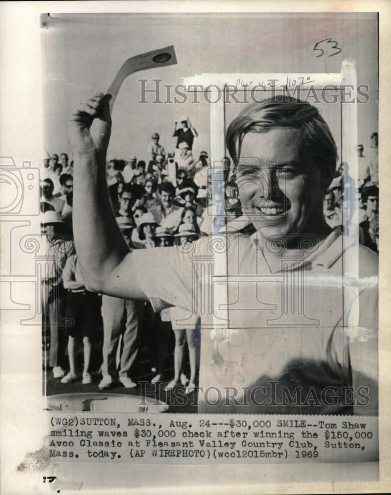 1969 Press Photo Golfer Tom Shaw, Avco Classic, Pleasant Valley Country Club, MA- Historic Images
