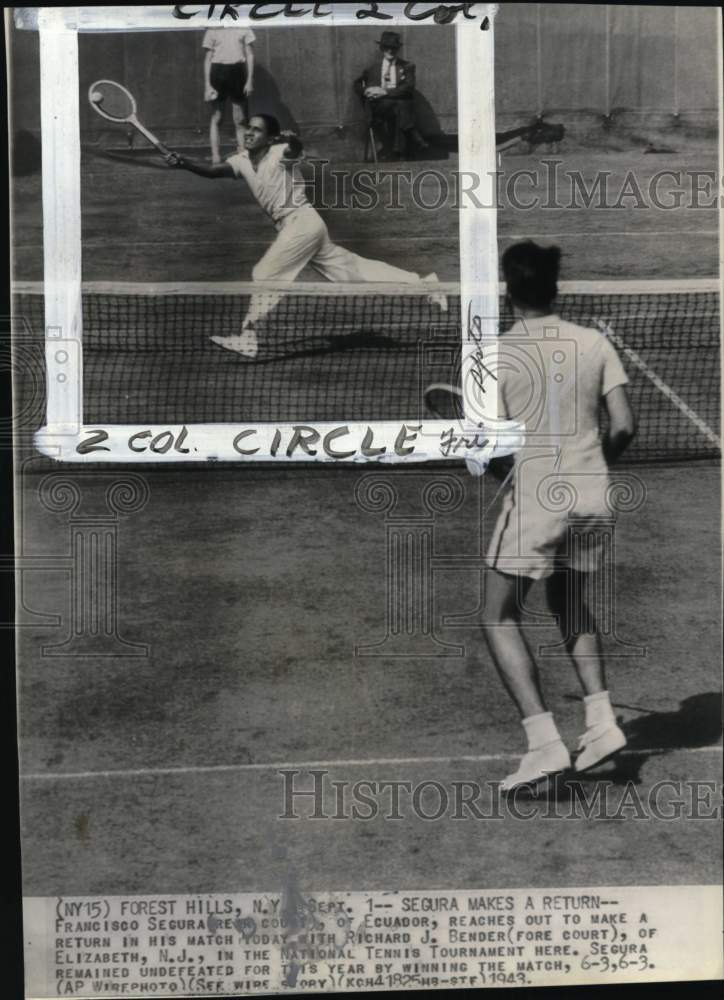 1943 Press Photo Francisco Segura & Richard J. Bender's tennis match, New York- Historic Images