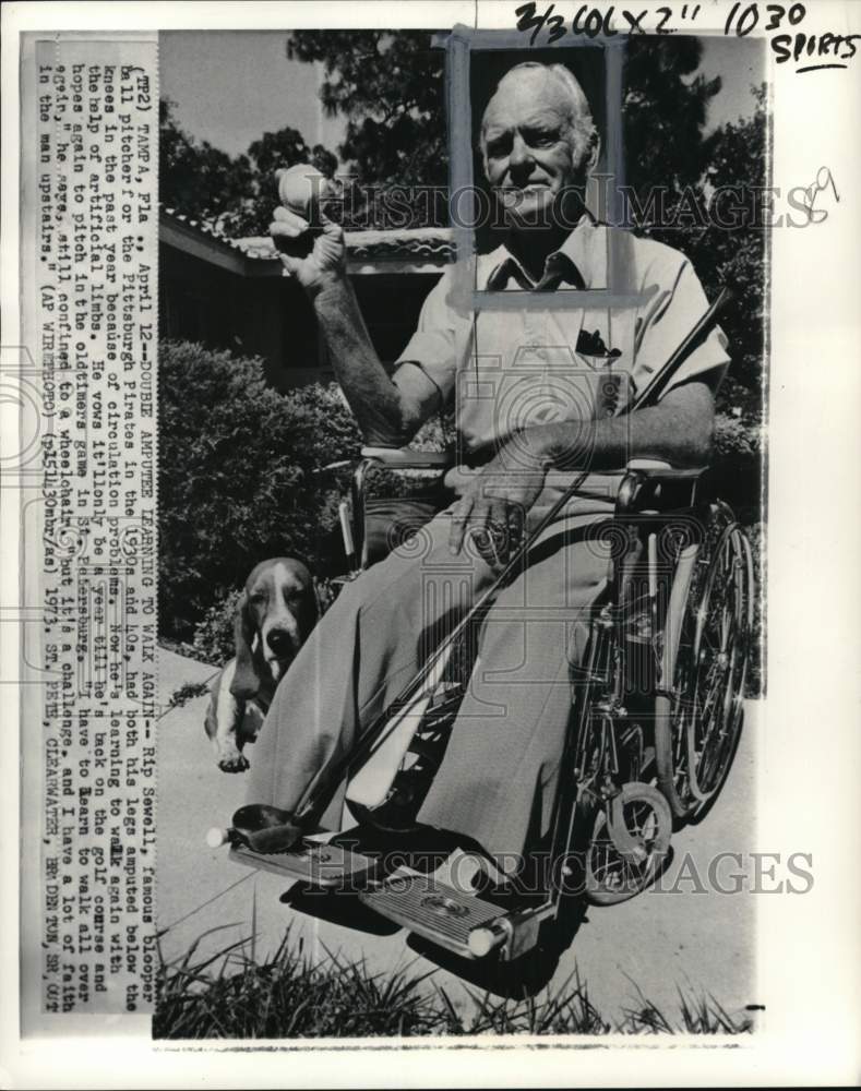 1973 Press Photo Former Pirates&#39; baseball pitcher Rip Sewell in wheelchair, FL- Historic Images