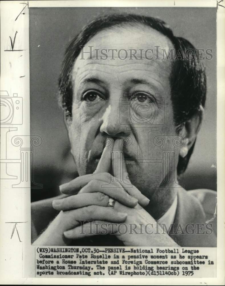 1975 Press Photo Football League Commissioner Pete Rozelle, Hearing, Washington- Historic Images