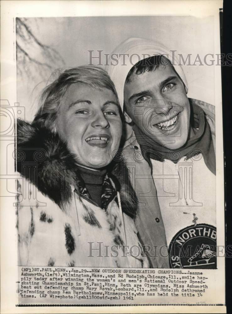 1961 Press Photo Athletes Jeanne Ashworth &amp; Ed Rudolph, St. Paul, Minnesota- Historic Images