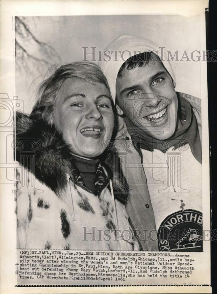 1961 Press Photo Athletes Jeanne Ashworth & Ed Rudolph, St. Paul, Minnesota- Historic Images