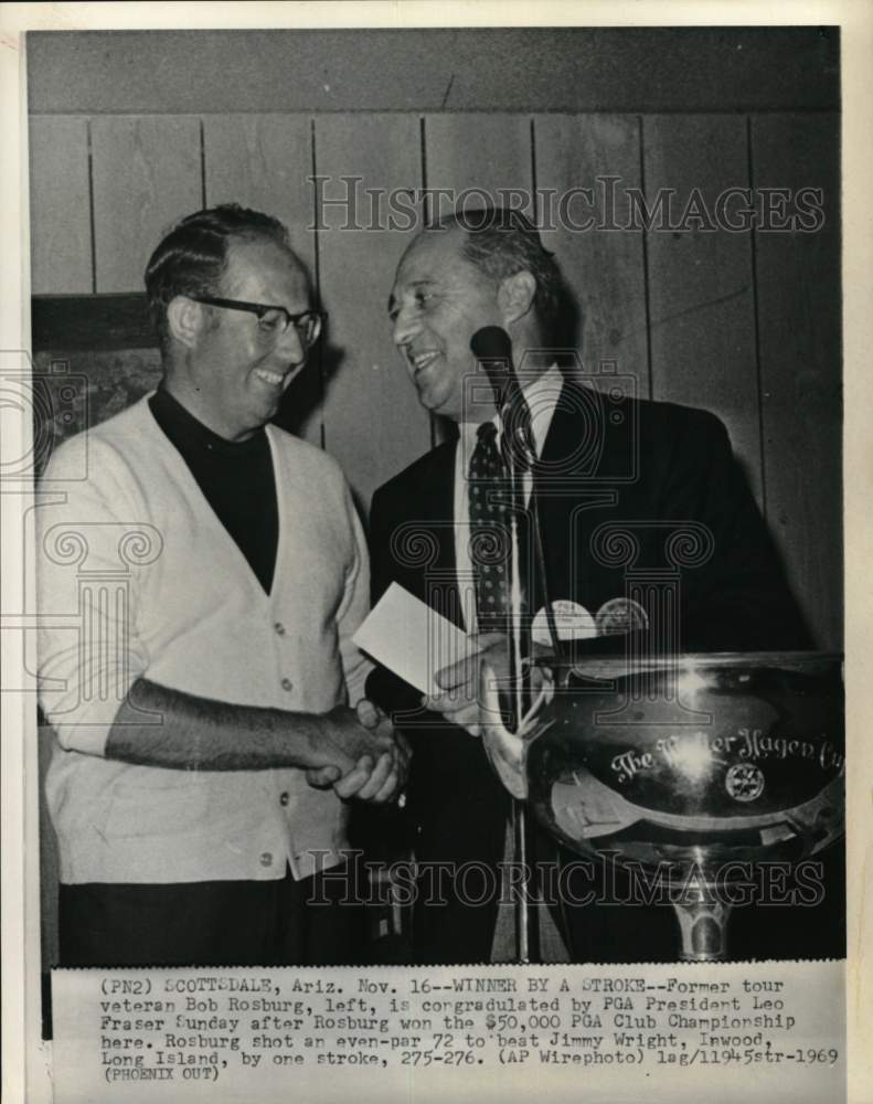 1969 Press Photo Golfer Bob Rosburg & Leo Fraser, PGA Champion, Scottsdale, AZ- Historic Images