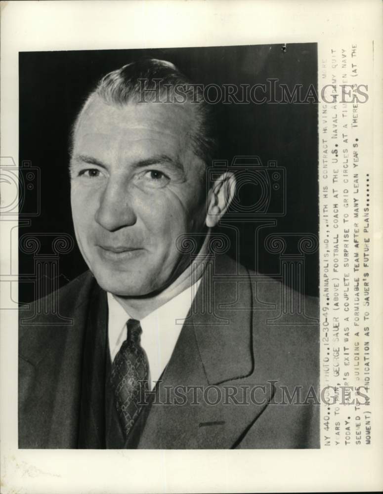 1949 Press Photo U.S. Naval Academy&#39;s football coach, Annapolis, Maryland- Historic Images