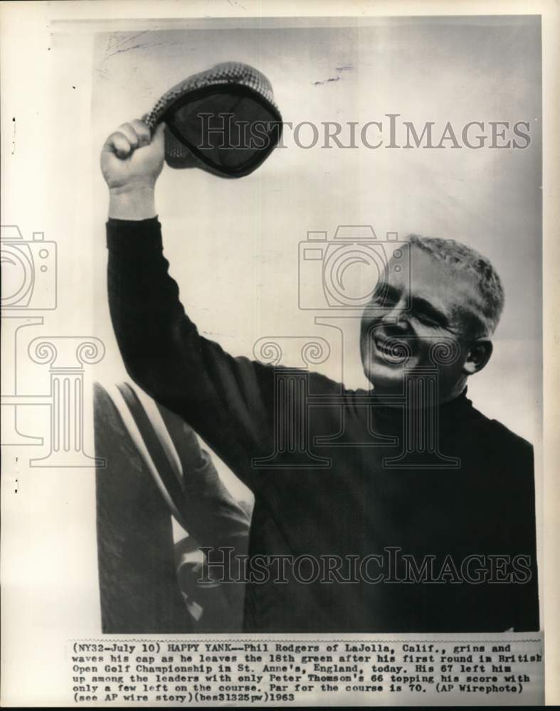 1963 Press Photo Phil Rodgers waves his cap, British Open Golf Championship- Historic Images