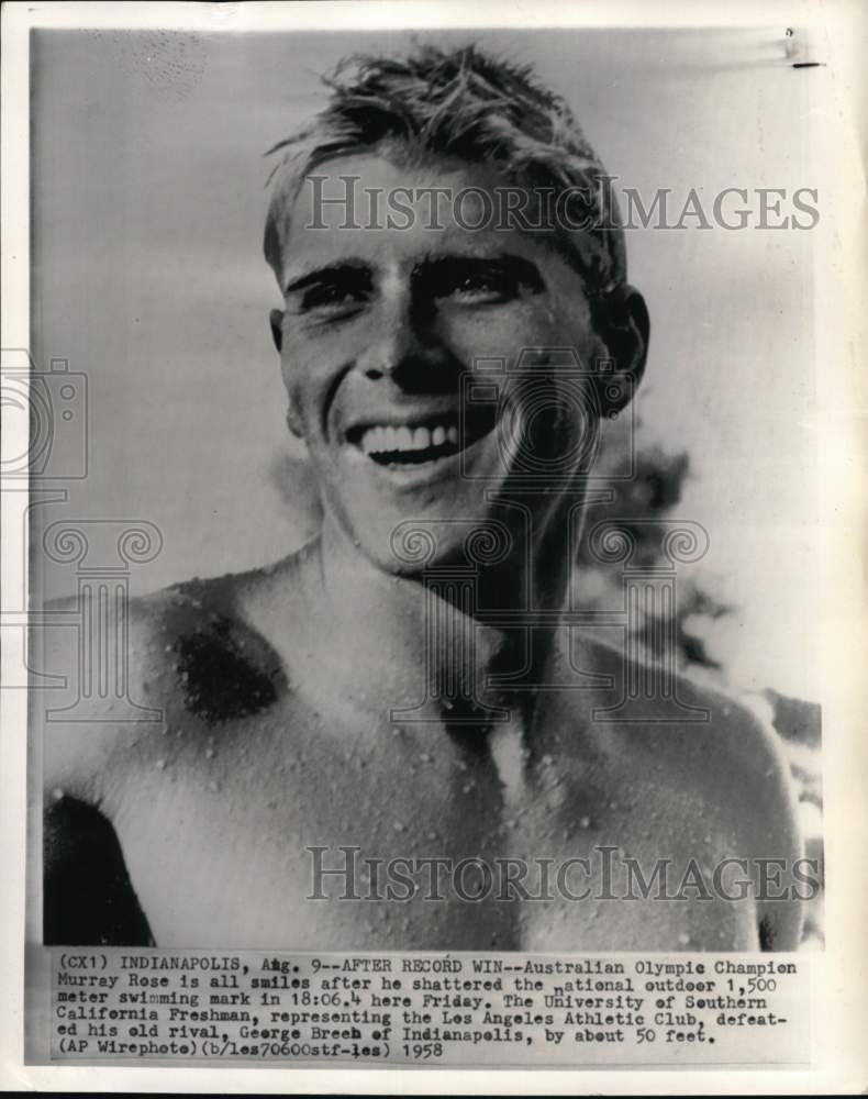 1958 Press Photo Australian swimmer Murray Rose, Indianapolis - pis03452- Historic Images