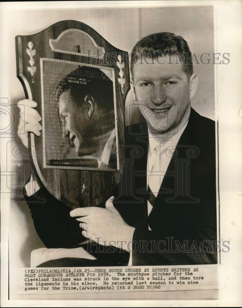 1960 Press Photo Baseball player Herb Score, Cleveland Indians pitcher- Historic Images