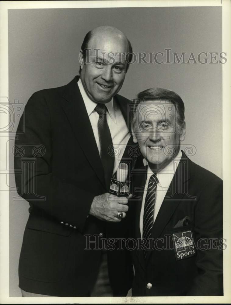 1983 Press Photo Sportscasters Joe Garagiola & Vin Scully - pis03572- Historic Images
