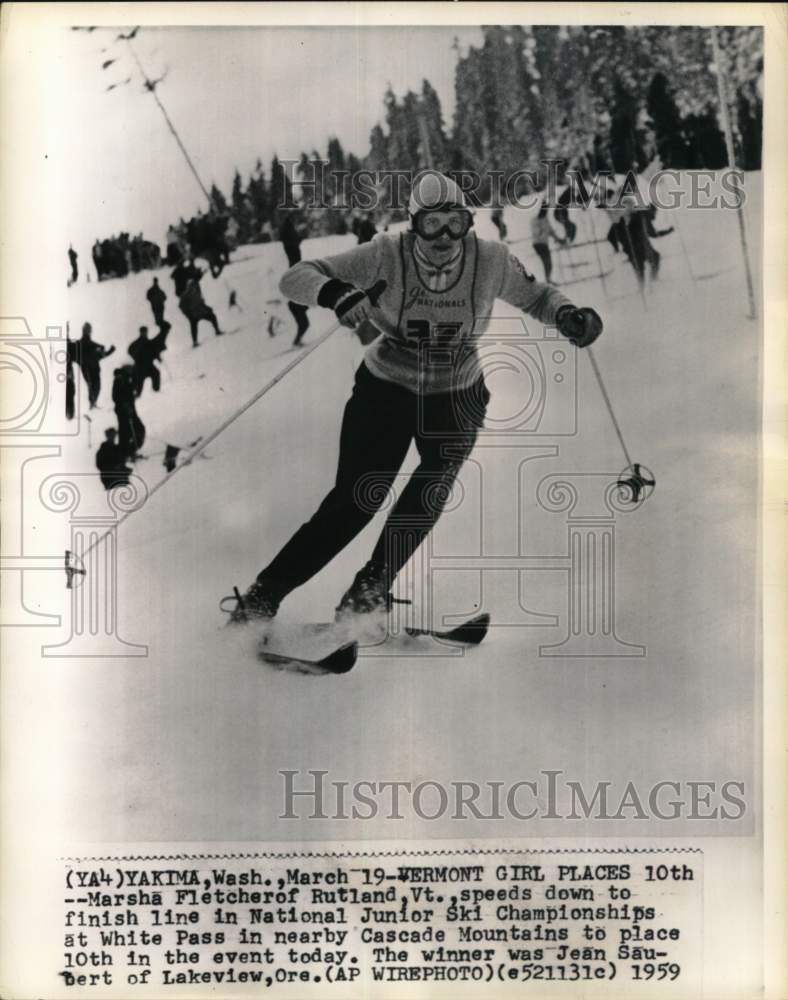 1959 Press Photo Marsha Fletcher in Junior Ski Championships, White Pass, WA- Historic Images