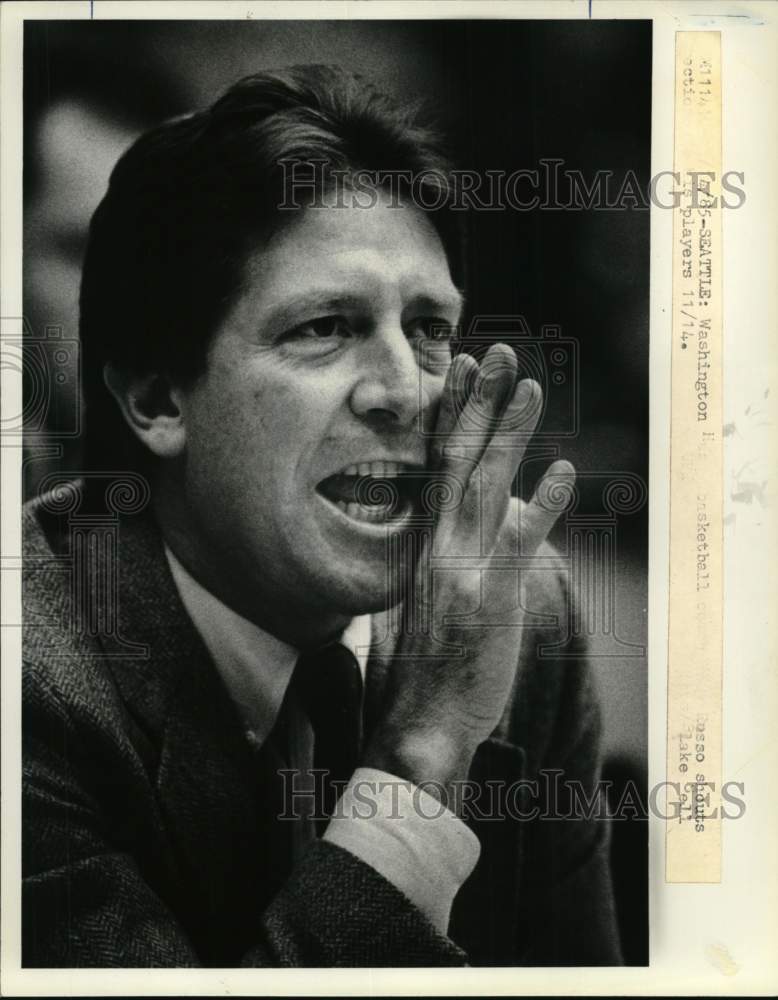1986 Press Photo Washington Husky's basketball head coach Andy Russo, Seattle- Historic Images