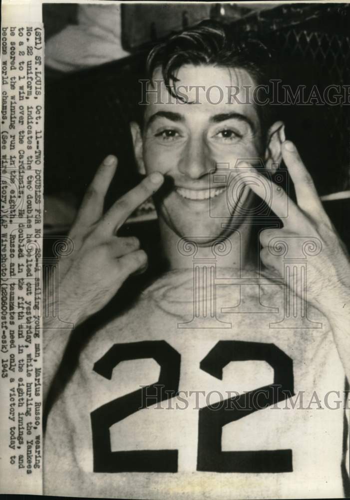 1943 Press Photo St. Louis Cardinals&#39; Marius Russo after game against Yankees- Historic Images