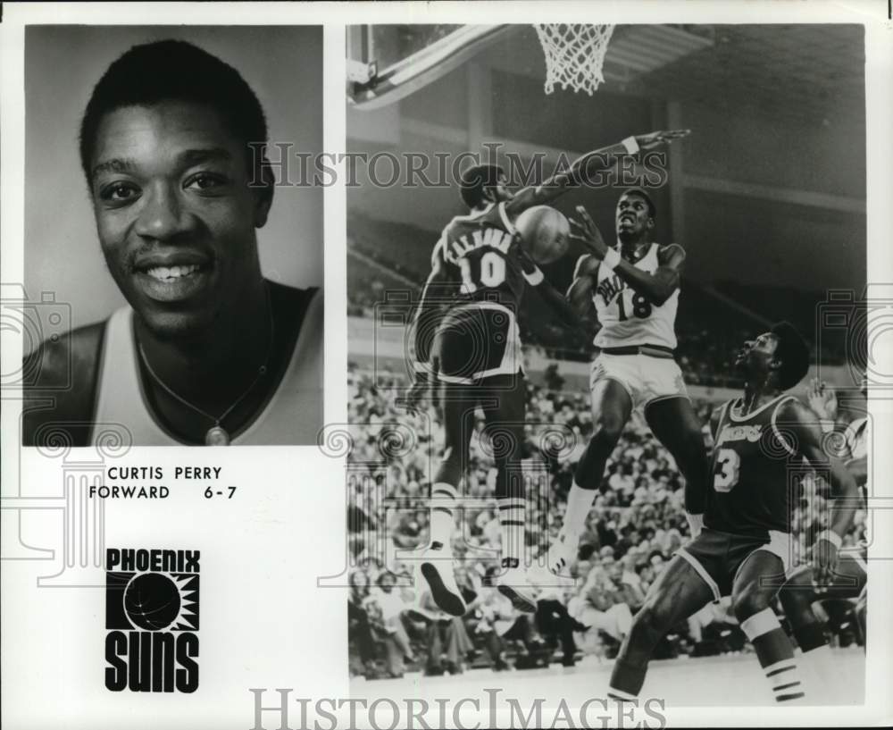 1975 Press Photo Phoenix Suns' forward Curtis Perry during basketball game- Historic Images