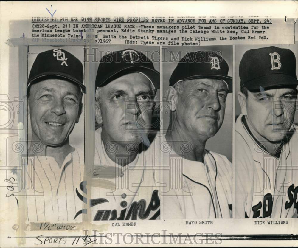 1967 Press Photo Eddie Stanky & other American baseball managers - pis03688- Historic Images