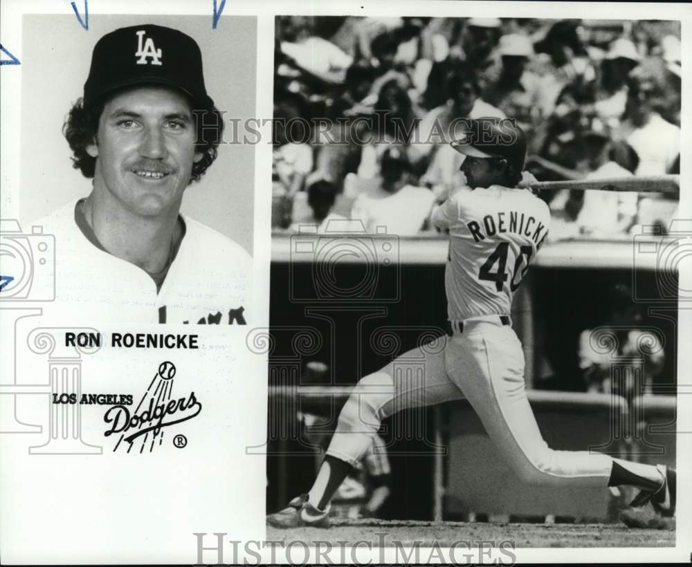 1983 Press Photo Los Angeles Dodgers&#39; Ron Roenicke hits homerun - pis03743- Historic Images