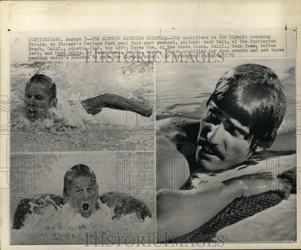 1972 Press Photo Top Qualifiers in Olympic Swimming Trials in pool, Chicago- Historic Images