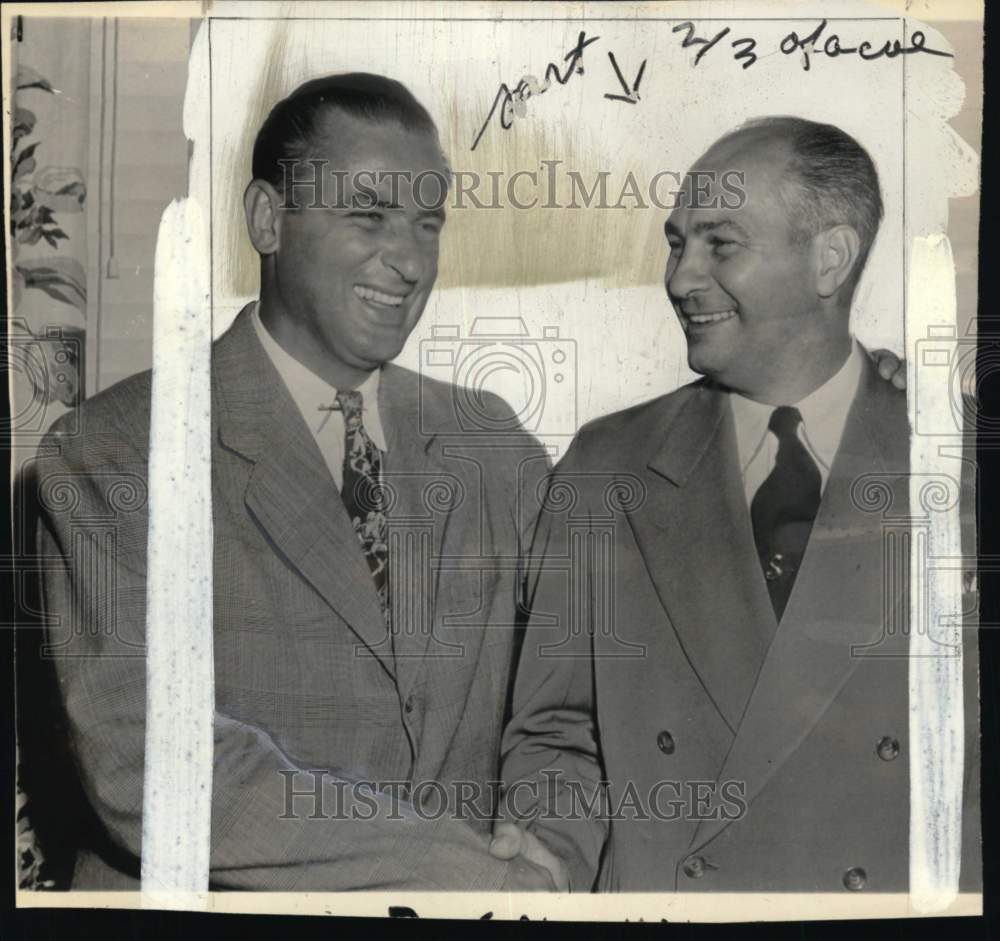 1948 Press Photo Baseball officials Eddie Sawyer &amp; Bob Carpenter Jr. meet in PA- Historic Images