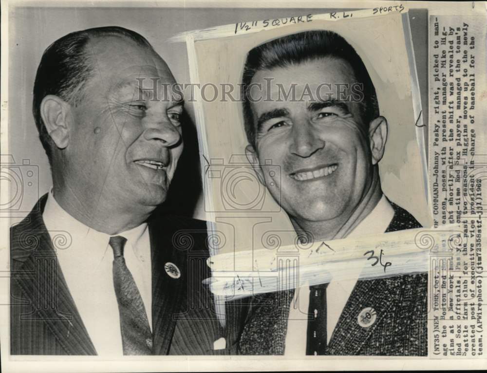 1962 Press Photo Boston Red Sox Team Managers Johnny Pesky And Mike Higgins- Historic Images