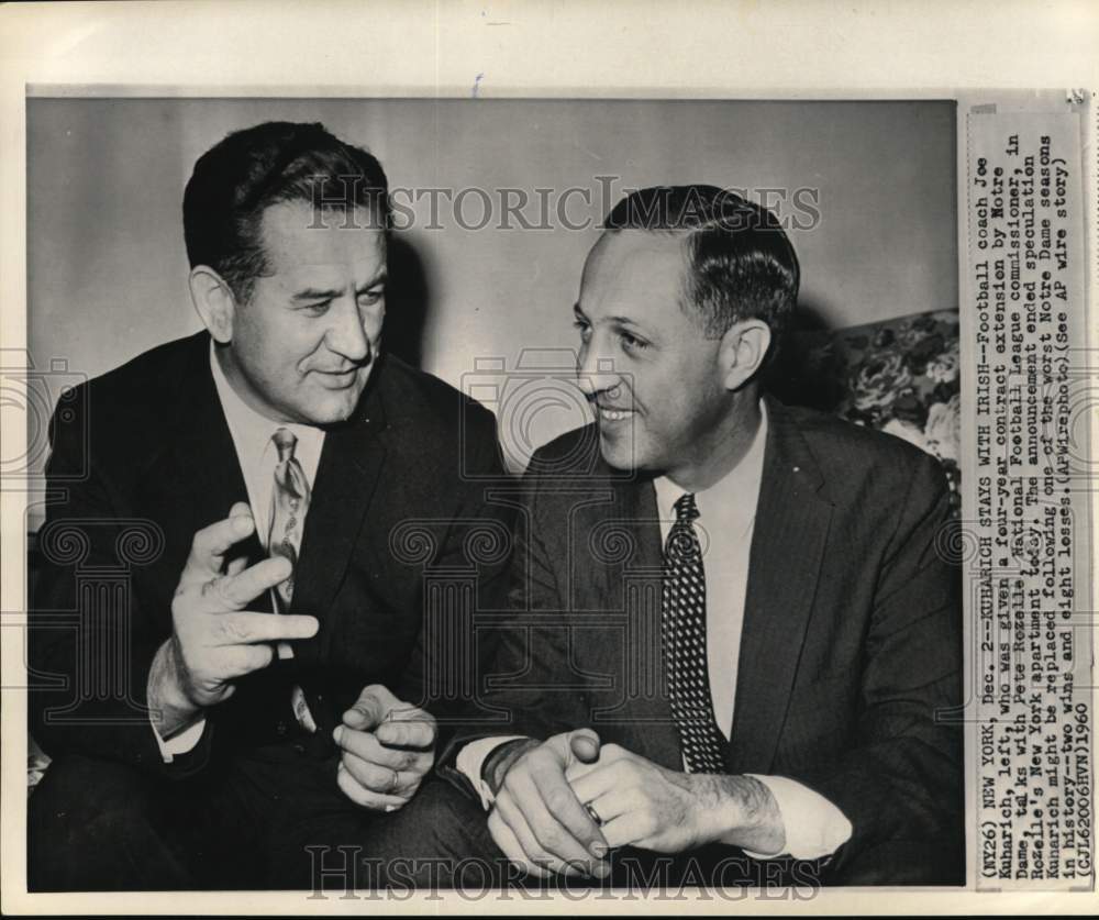 1960 Press Photo Joe Kuharich, National Football Commissioner Pete Rozelle- Historic Images