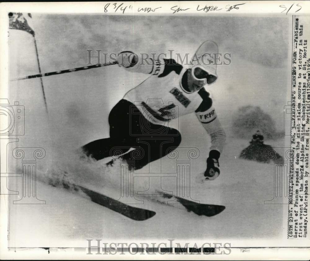 1974 Press Photo Fabienne Serrat, World Alpine Skiing Championships, Switzerland- Historic Images