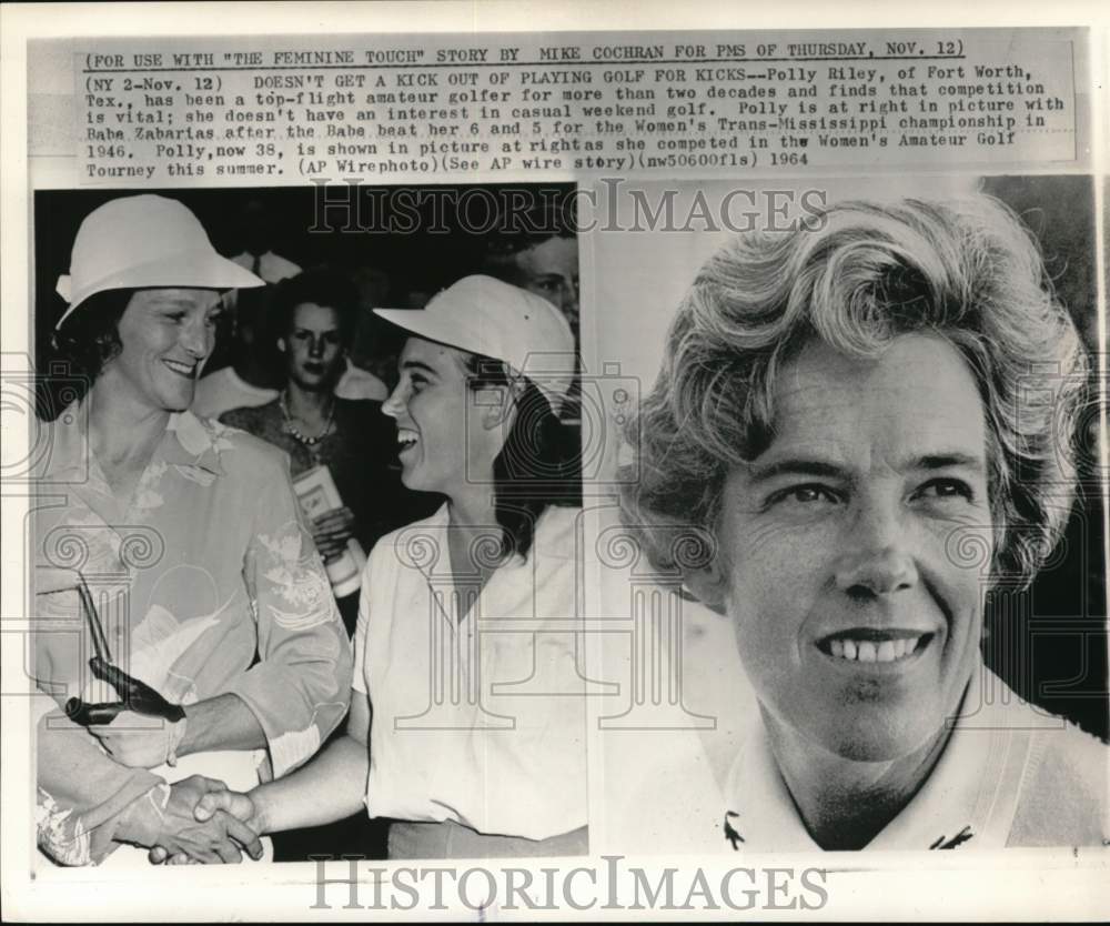 1964 Press Photo Shots of Golfers Polly Riley, Babe Zaharias, Fort Worth, Texas- Historic Images