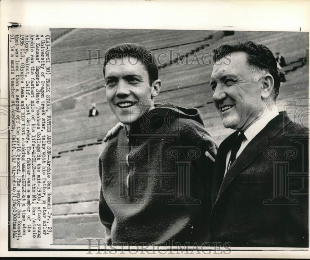 1964 Press Photo Runner Archie San Romani Jr. &amp; father Archie Sr., Walnut, CA- Historic Images