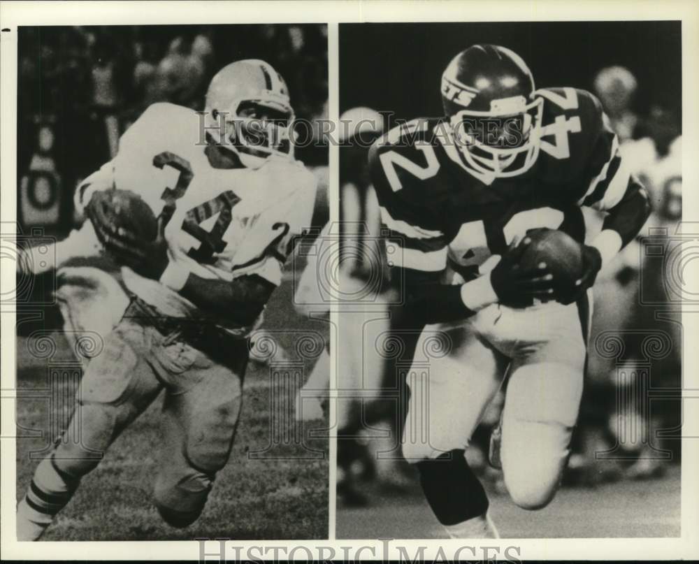 1981 Press Photo Cleveland Browns' Greg Pruitt & New York Jets' Bruce Harper- Historic Images