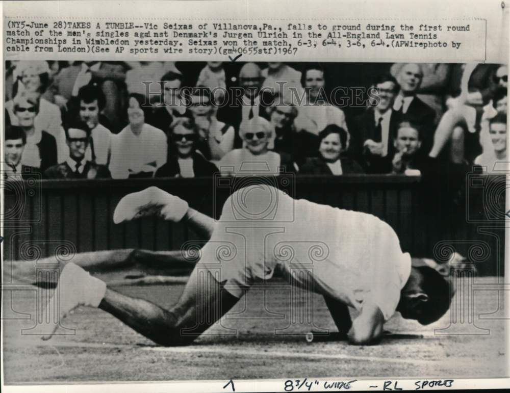 1967 Press Photo Tennis player Vic Seixas during Tennis Championships, Wimbledon- Historic Images
