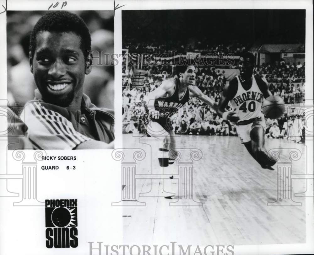 1976 Press Photo Phoenix Suns&#39; guard Ricky Sobers during basketball game- Historic Images