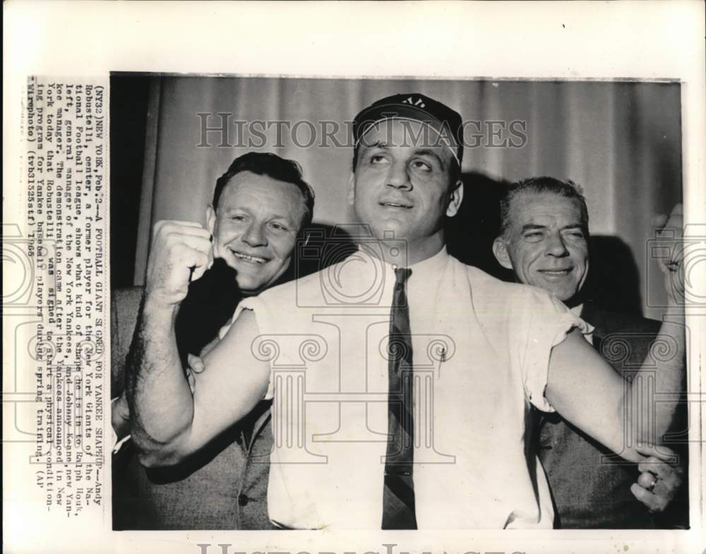 1965 Press Photo Former football player Andy Robustelli with Yankee managers, NY- Historic Images
