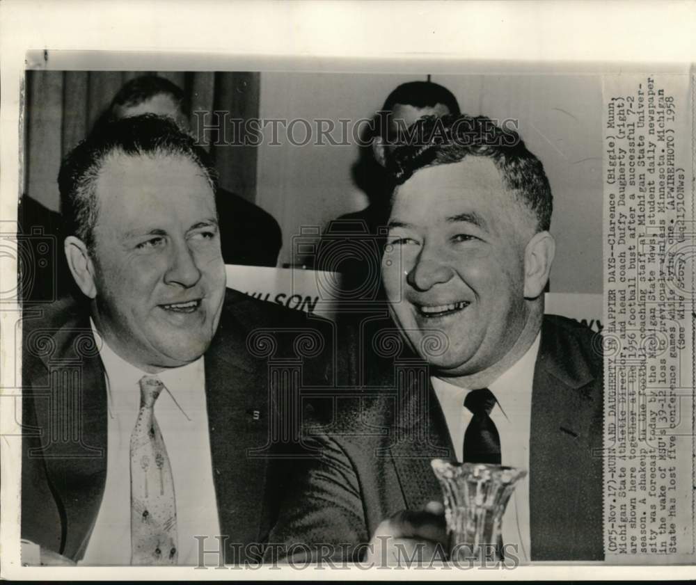 1956 Press Photo Football officials Clarence (Biggie) Munn &amp; Duffy Daugherty, MI- Historic Images