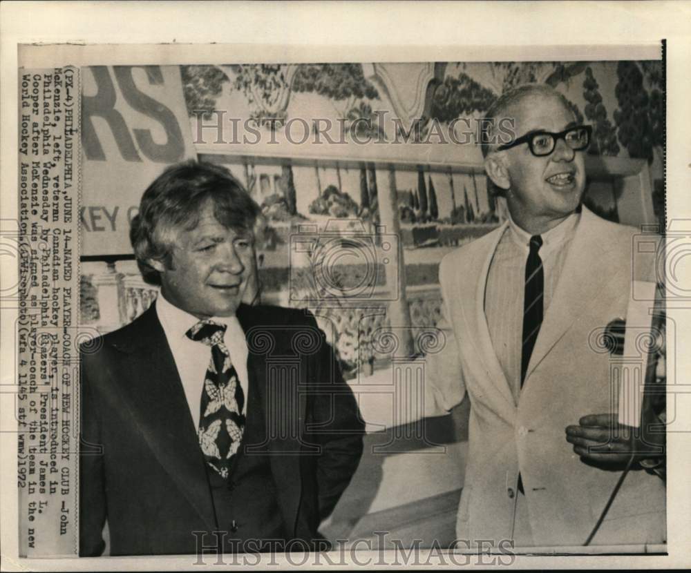 1972 Press Photo Ex-hockey player John McKenzie &amp; president James L. Cooper, PA- Historic Images